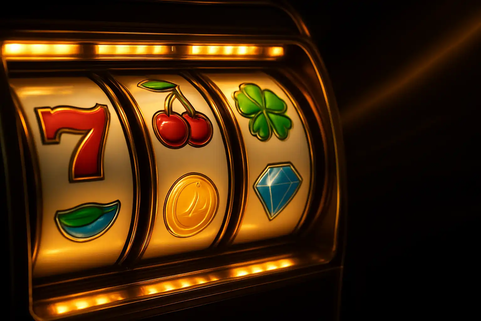 Colourful video slot reels on a casino screen